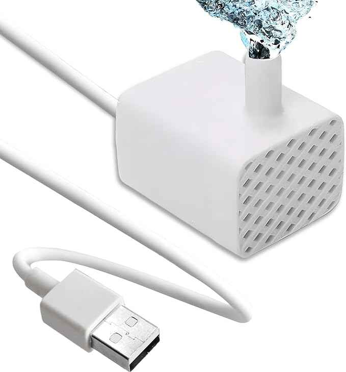 Replacement Cat Water Fountain Pump, 5W DC Submersible USB Pump, 90L/H (24 GPH), Compatible with/For Pixi Round, Cubic, Flower Cap Cat Fountains (White)