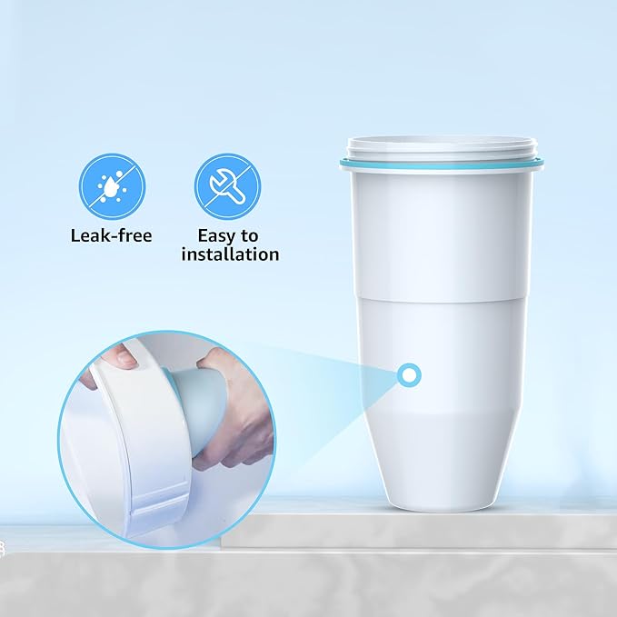 Waterspecialist Water Filters, Compatible with ZeroWater® Pitcher and Dispenser, Multi-Stage Filter System, Reduces Chlorine, PFOA, and PFOS, Pack of 4