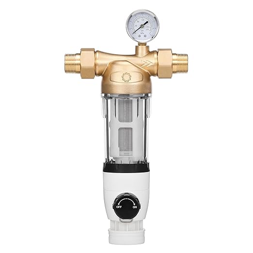 Airthereal Spin Down Water Sediment Filter, Pre-Filtration System for Whole Home, Water Filter for City and Well Water, 40 Micron Reusable Sediment Backwash Filter with 1