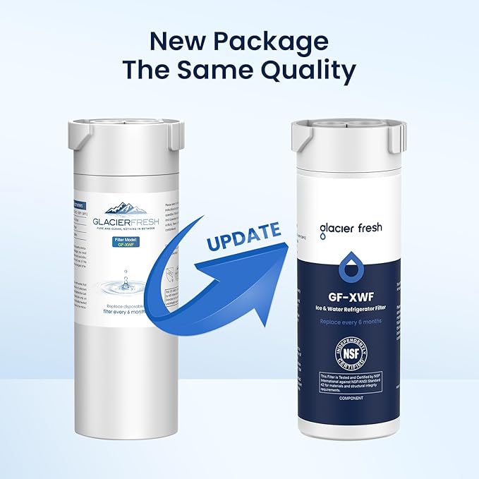 GLACIER FRESH XWF Replacement for GE XWF Refrigerator Water Filter Pack of 4 (Not XWFE)