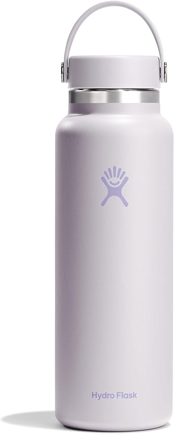 Hydro Flask Water Bottle - Insulated Stainless Steel - Wide Mouth Flex Lid, Non Spill, Leakproof and Refillable in 40 Oz Cloud Pink