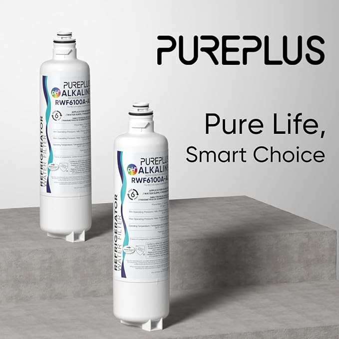 PUREPLUS BORPLFTR50 Replacement for Bosch 11025825 Ultra Clarity Pro, Alkaline Refrigerator Water Filter, Compatible with 12033030, 12028325,11025825, BORPLFTR55, WFC100MF, B36CT80SNS, 2Pack