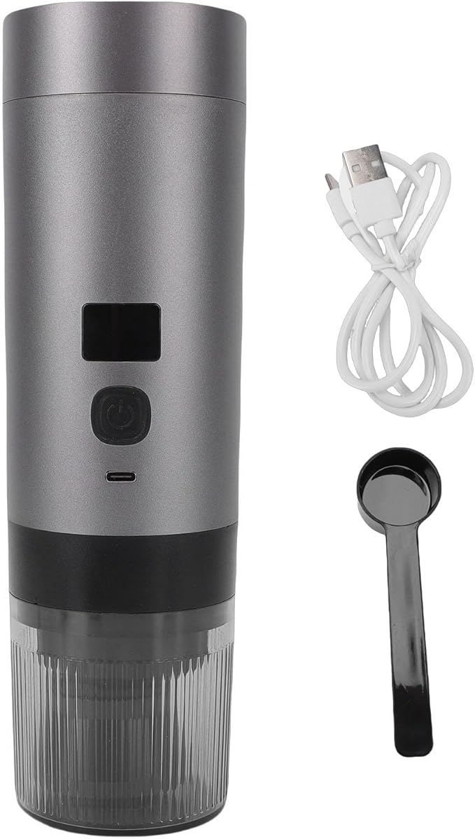 Zerodis Portable Coffee Machine Coffee Machines Maker with Spoon 200ml Fast Heating Temp Digital Display Fine Mesh Filter Cold Hot Extraction for Camping Office Portable