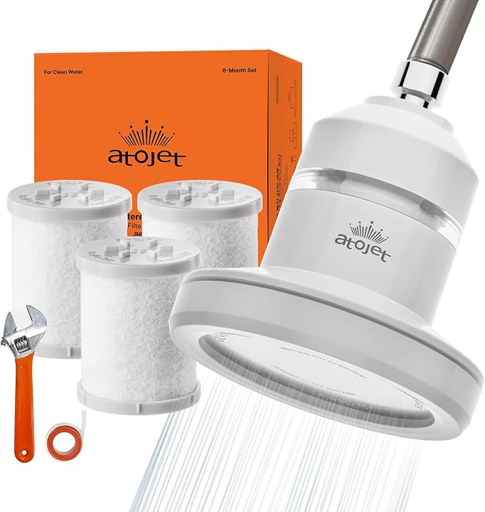 Core Shower Filter Shaped by Korea’s Beauty History - Pure Carbon Filters for Softer Skin & Smoother Hair | Carbon Composite Filter | 6 Month Set (JNE900W-SET-8MO)