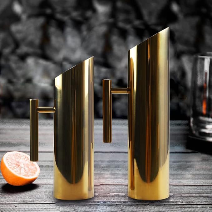 Stainless Steel Water Pitcher 70oz Coffee Milk Carafe Frothing Cup Pitcher Jug with Handle Gold Copper Beverage Plated Modern Drink Carafe for Home Restaurant bar by MUGLIO