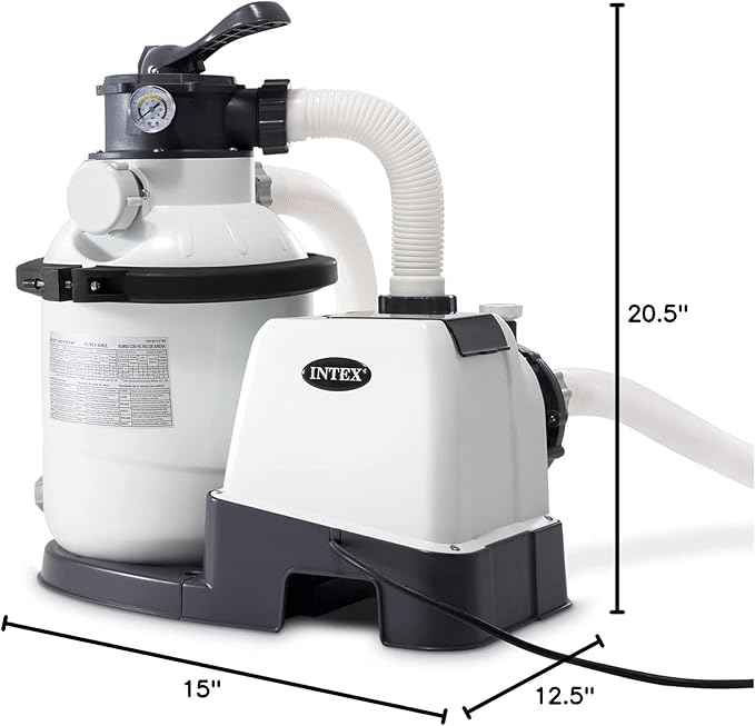 INTEX SX1500 Krystal Clear Sand Filter Pump: 1500 GPH Pump Flow Rate – Improved Circulation and Filtration – Easy Installation