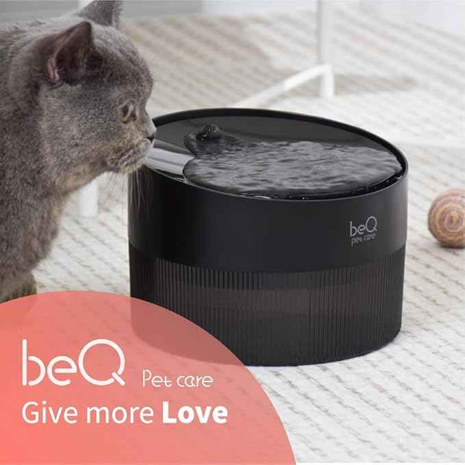 beQ Cat Water Fountain,2.5L/84oz Indoor Ultra-Quiet Pet Water Dispenser, BPA Free, Visible Water Level, Suitable for Cats, Small Dogs, and Other Pets, with Large Size Filter
