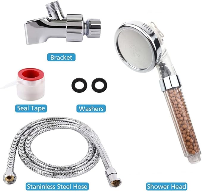 3 Modes Water Saving Shower Heads, Filter for Hard Water with Douche Nozzle,Removable,High Pressure, Bathroom Accessories for Home and Gym