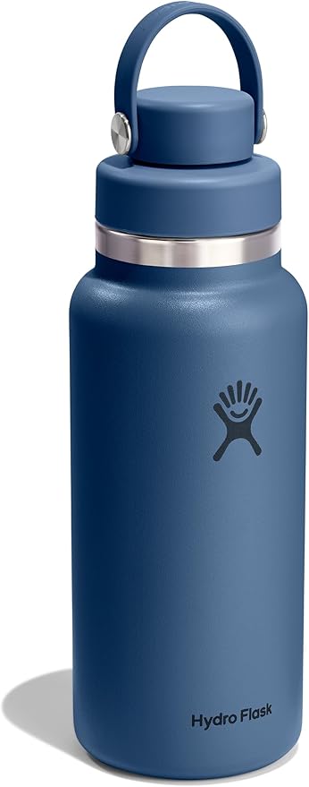 Hydro Flask Water Bottle - Insulated Stainless Steel - Wide Mouth Flex Chug Lid, Non Spill, Leakproof in 32 Oz Harbor Blue