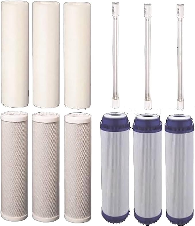 12 pc Replacement Water Filter Set for our 4 Stage UV Under Sink Filter System
