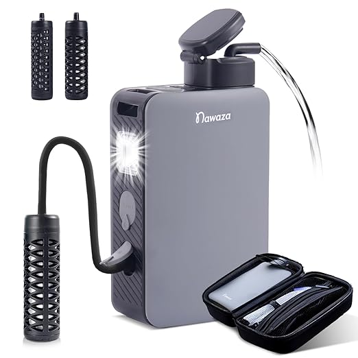 Portable Electric Water Filter - 0.01 Micron Outdoor Camping Water Purifier for Hiking, Camping Water Filtration System Survival,Travel and Emergency (Grey)