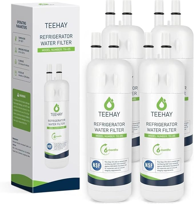 TEEHAY WHR1RXD1 Water Filter 1 Replacement, Compatible with Whirlpool WRS321SDHV, WRS321SDHB, WRS321SDHW, WRS321SDHZ, WRS325SDHB, WRS571CIHV, WRS571CIHV, WRSF5836RZ, WRS311SDHM, 4 Pack