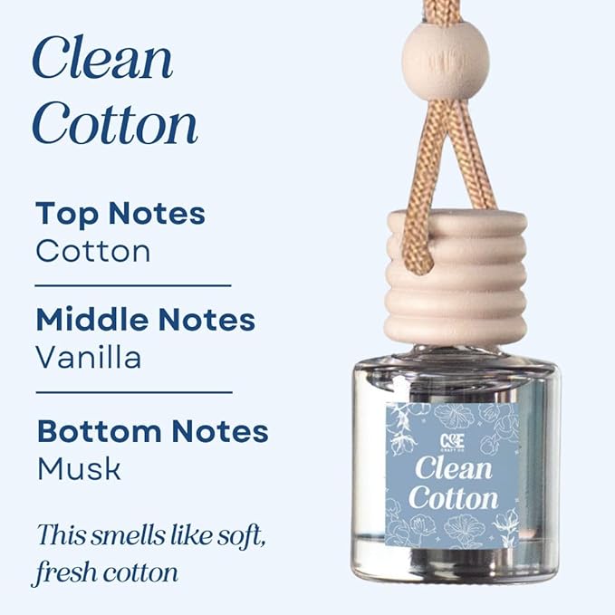 CE Craft Hanging Car Air Freshener – Fragrance Oil Diffuser with Essential Oils – Long-Lasting Aromatherapy Scents for Automobiles – 4 Pack, Clean