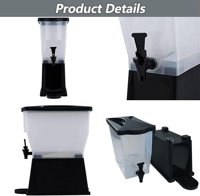 CLIVIA 3 Gallon Beverage Dispenser, Commercial Iced Drink Dispenser for Parties, 11L Juice Dispenser with Spigot Lid Black Base, Water Dispenser for Restaurants