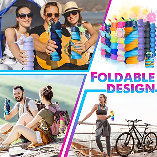8 Pcs Collapsible Water Bottles 16 oz Foldable Travel Bottles Bulk (8 Count)