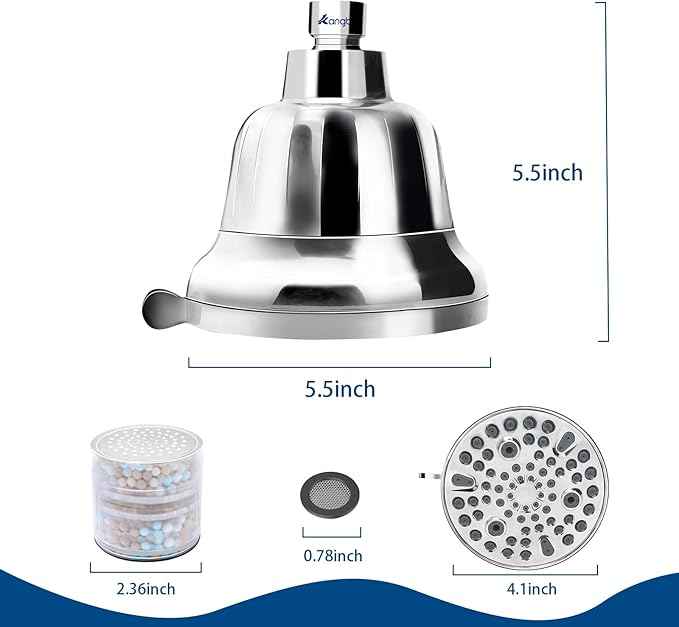 Filtered Shower Head - Water Softener Shower Head with Filter - Shower Filter for Hard Water Removes Chlorine and Harmful Substances for Healthier Hair Skin-Chrome