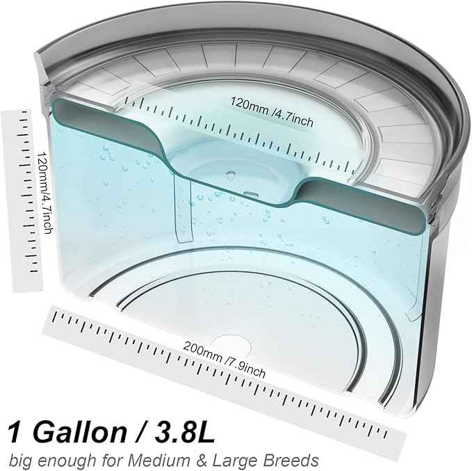 1Gallon No Spill Dog Water Bowl-3.8L Large Capacity, BPA-Free, Anti-Splash & Anti-Digging Design with Non-Slip Base for Messy Drinkers