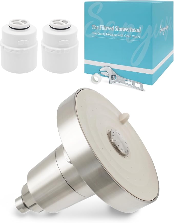 Filtered Shower Head for Hard Water and 2 Replacement Filters Set, KDF-55 Filter Dermatologist Recommended for Softening Hard Water