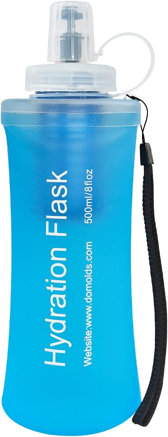 500ML Soft Flask with Water Filter for Hiking, Camping & Travel - Collapsible TPU Water Bottle, 0.1 Micrometer Hollow Fiber Membrane for Clearer, Better Tasting Outdoor Water(Blue)