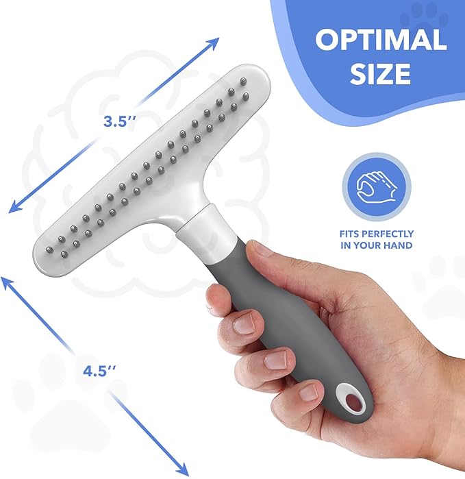 Dog rake deshedding dematting Brush Comb - Undercoat rake for Dogs, Cats, matted, Short,Long Hair Coats - Brush for Shedding, Double Row Stainless Steel pins - Reduce Shedding by 90% (White) - AquaVibe