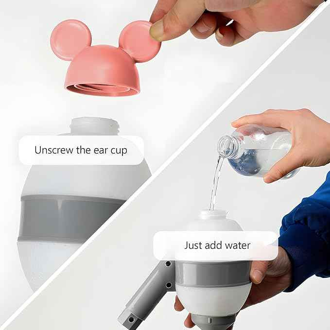 NACOCO Pet Standing Water Dispenser - Cat Dog Standing Bowl with Detachable Pole Automatically Feeding Water Height Adjustable(Grey-Pink Ear)