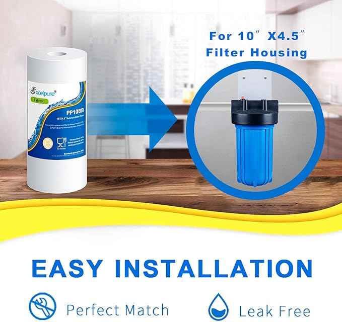 EXCELPURE Whole house Sediment Water Filter 10" x 4.5" (5 micron）Compatible with Culligan RFC-BBSA , WFHD13001B, GXWH35F, GXWH30C, 3M Aqua-Pure AP817,Whirlpool WHKF-GD25BB (2 PACK)