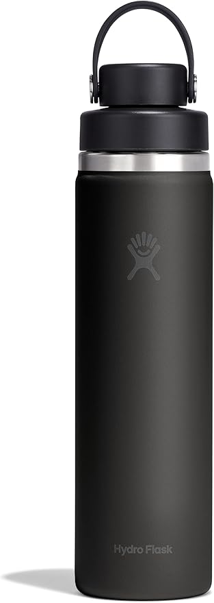Hydro Flask Water Bottle - Insulated Stainless Steel - Wide Mouth Flex Chug Lid, Non Spill, Leakproof in 24 Oz Tonal Black