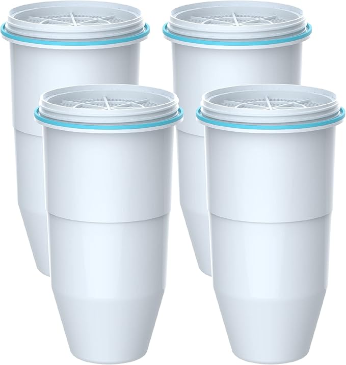 Waterspecialist Water Filters, Compatible with ZeroWater® Pitcher and Dispenser, Multi-Stage Filter System, Reduces Chlorine, PFOA, and PFOS, Pack of 4