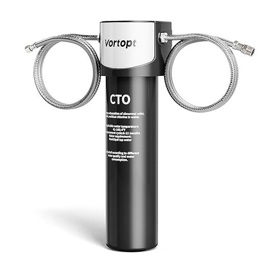 Vortopt 28000 Gallons Under-Sink & Countertop Filtration,Kitchen Sink Water Filter,NSF/ANSI 42 Certified Under Sink Filter System,Reduces PFOA/PFOS/Chlorine,Direct Connect,Black,Q5-C2.