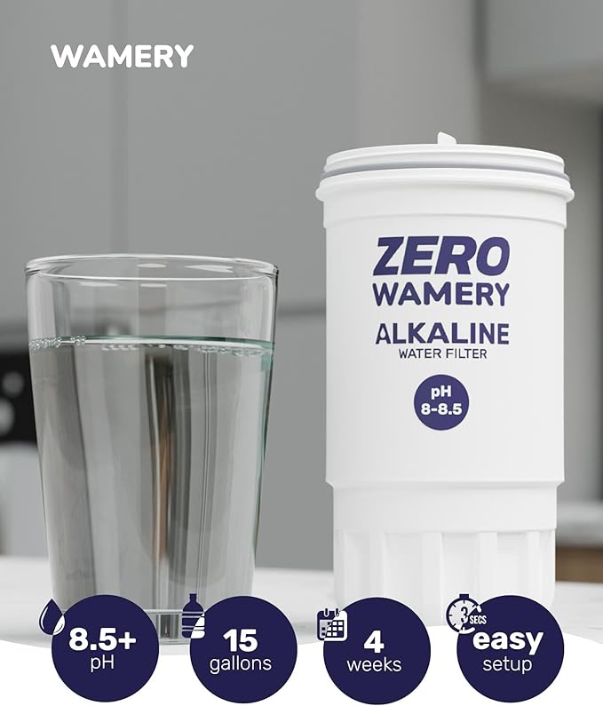 Wamery 5‑Stage Alkaline Pitcher Filter 2‑Pack - Replacement for Model ZR‑017 Pitchers & Dispensers, Improves pH & Taste, Activated Carbon + Ion‑Exchange, Leak‑Free Fit, Easy Install