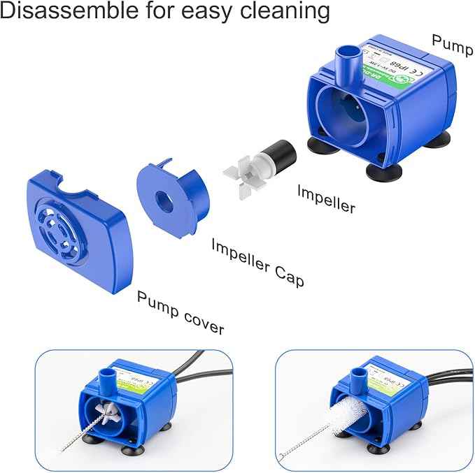 Wonder Creature Cat Water Fountain Pump, Replacement Pump for Round, Cubic and Crystal Cat Water Fountain, Pet Fountain Pump