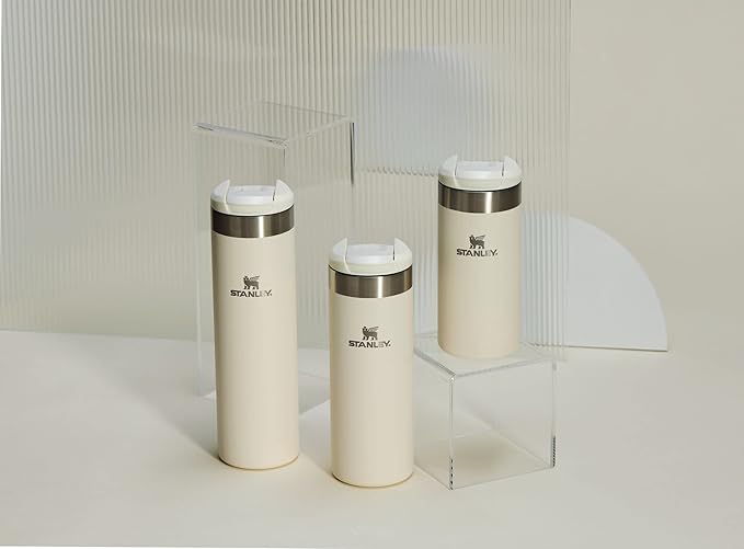 Stanley AeroLight Transit Bottle 20 oz | Locking Drink Through Lid | Leak Resistant Water Bottle or Coffee Travel Mug | Lightweight Insulated Stainless Steel | BPA-Free | Cream Glimmer
