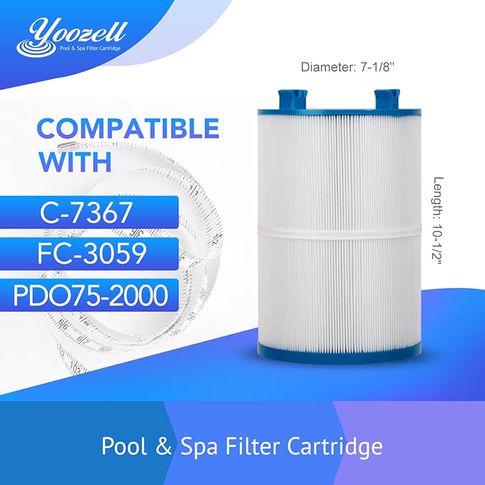 YZ672E. Spa Filter Cartridge Compatible with Unicel C-7367 75Sq.ft PDO75-2000 Filbur FC-3059 Tier1 PAS-1223 Dimension One 1561-00 Darlly 70759 1 Pack - AquaVibe