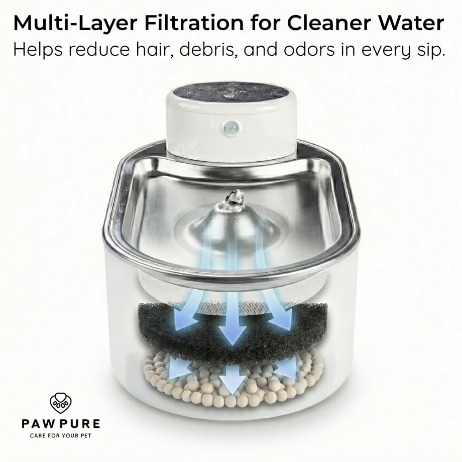 Cat Water Fountain Stainless Steel & Cordless Dog Water Fountain