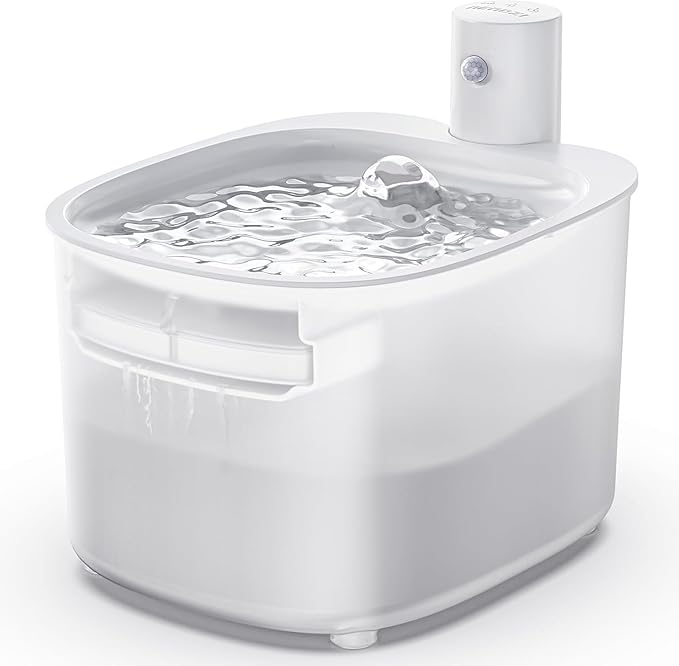 Wireless Cat Water Fountain, Automatic Sensor-Activated Water Dispenser,88oz / 2.6L Rechargeable Battery Operated Cordless Pet Water Fountain for Cats Indoor with Motion Sensor, Ultra Quiet Pump