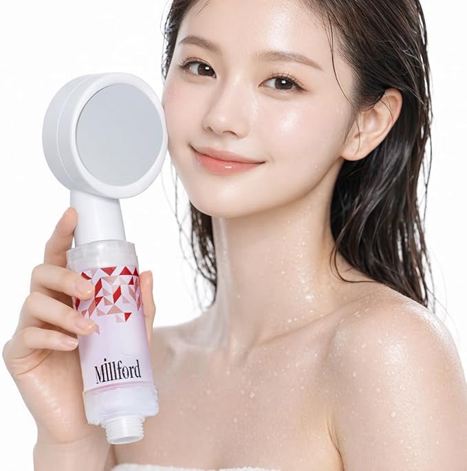 Vitamin C Shower Filter - Korean Purifier for Hard Water, Removes 99% Chlorine & Impurities, Natural Shower Infuser Detox, Deep Cleansing for Skin & Hair Hydration Boost (Peach Scent)