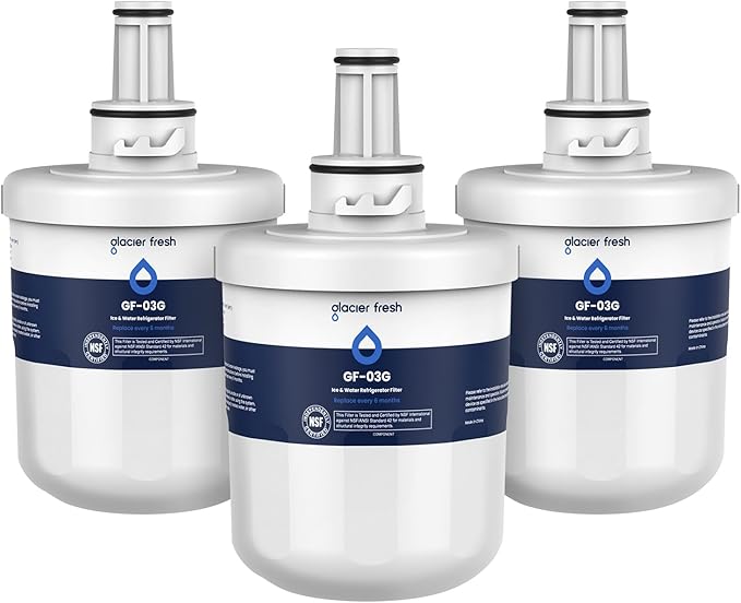 GLACIER FRESH Replacement for DA29-00003G Water Filter, Compatible with Samsung* Aqua-Pure Plus, DA29-00003F, DA29-00003B, HAFCU1, RFG237AARS, FMS-1, RS22HDHPNSR, RSG257AARS, WSS-1, 3 Pack