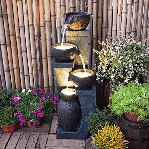 Outdoor Garden Water Fountain 4 Tiers 37.4" H Cascading Fountains