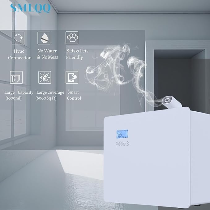 Upgraded Scent Air Machine for Large Room, Smart Waterless Essential Oil Diffuser 1000ml with Cold Air Technolony, HVAC Scent Diffuser Cover Up to 8000 Sq.ft for Commercial Space- Metal