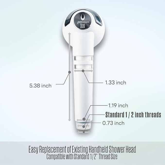 POSEION BT100 MS Filtered Shower Head – Handheld, High Pressure, Magnetized Sediment Filter, Ultrafine Water Stream, Spa-Like Comfort, Durable Build, Made in Korea
