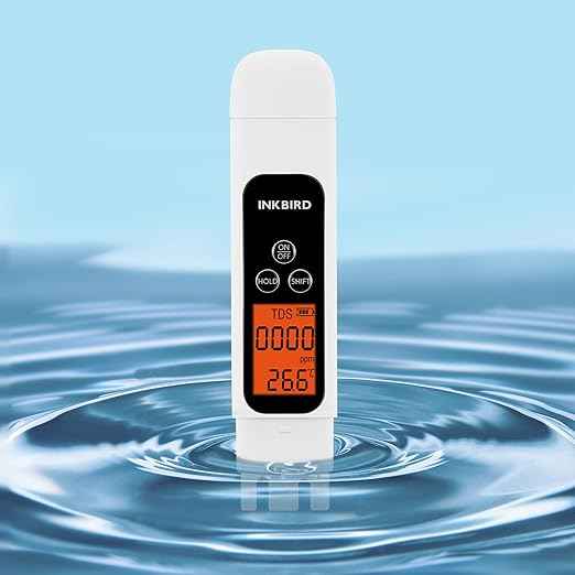 TDS Meter Digital Water Tester, INKBIRD Professional Electronic 3-in-1 TDS, Temperature and EC Meter, 0-4995ppm, Ideal ppm Meter for Drinking Water, Aquariums, and More Lab Viscometers(White)