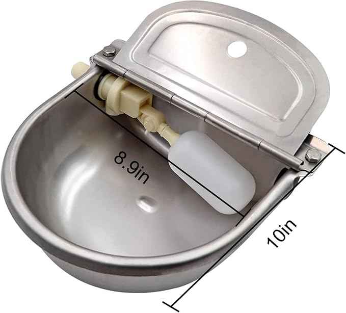 Automatic Water Bowl 304 Stainless Steel Pet Water Dispenser Dog Feeder Waterer for Large Dogs with 40" Steel Hose, 2 Float Valve, Copper Connector Adapter, 2 Bolts (Without Drainage Hole)