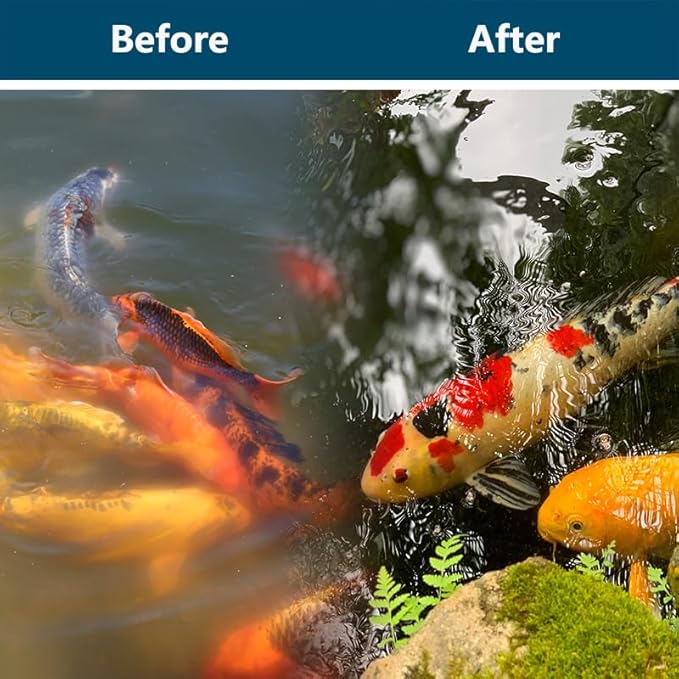 RINOO White Koi Pond Filter Pad Fine Bulk - Cut to Fit - Durable Fish Pond Filter Media - Water Garden Aquariums Filter Material - 39.6" (3.3 ft) x 12" x 3/5" - 4/5" Thickness - 2 Pack