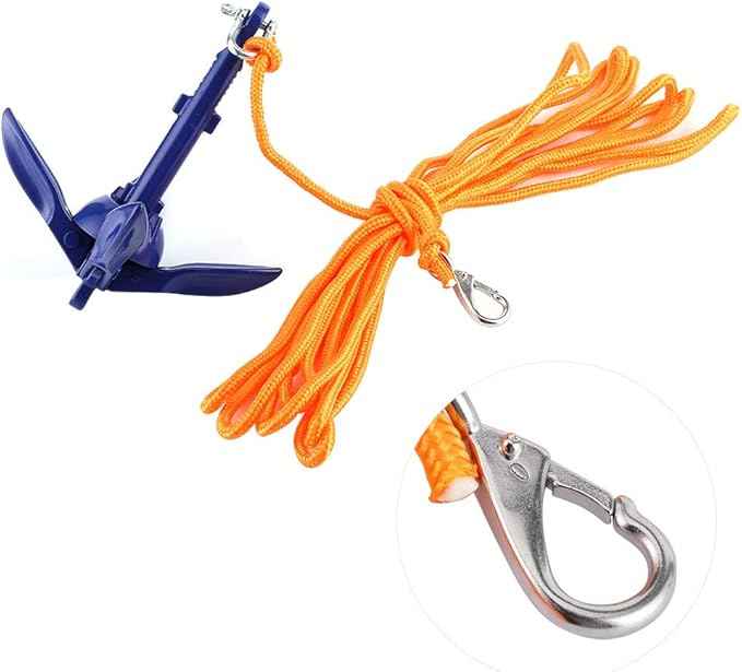 Anchor Kit Aluminum Alloy Folding Anchor for Boats Kayak Canoe Sailboat, 4 Tine Rope Hook Watercraft Acc for Boats, Outdoor Activity Waterskiing