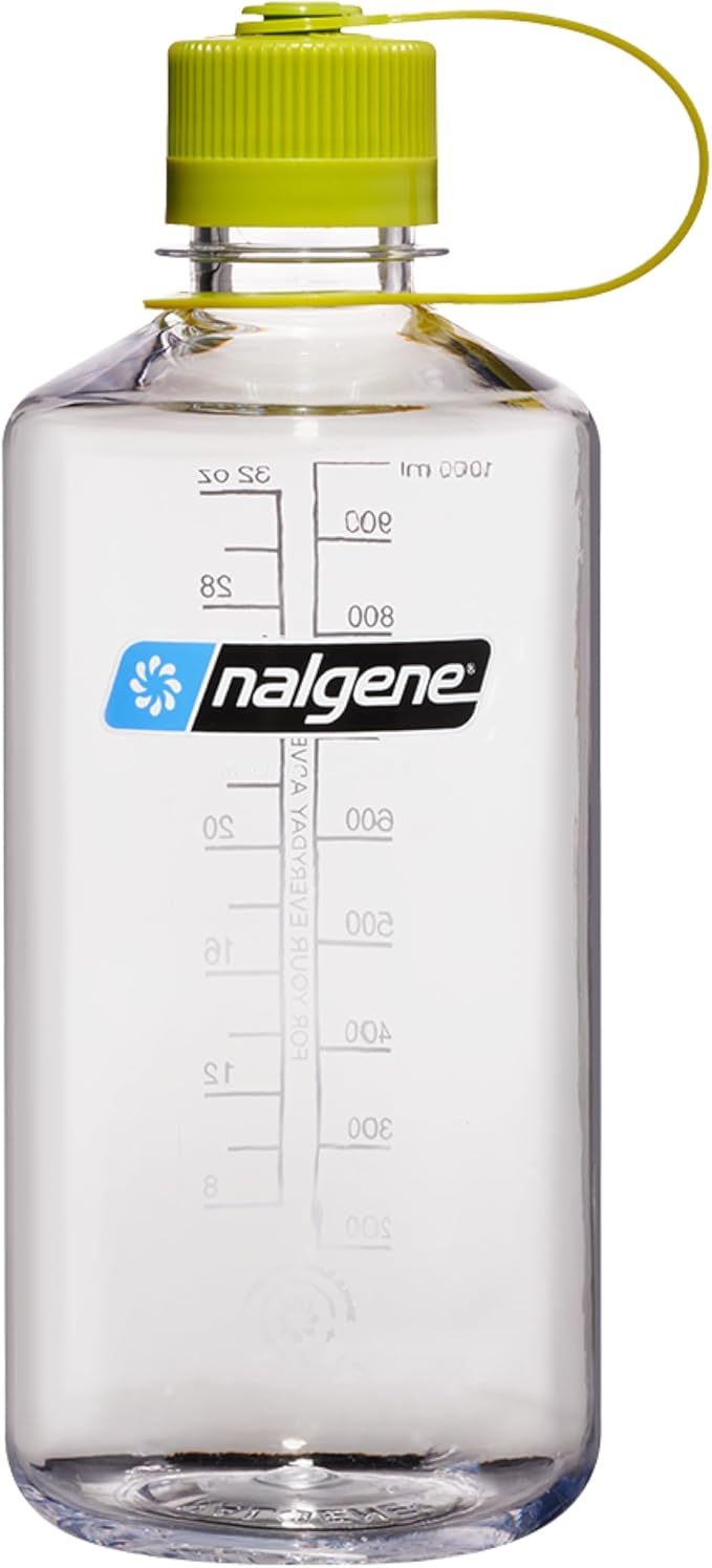 Nalgene 32 oz Narrow Mouth Water Bottle | BPA-Free, Durable & Leak Proof, Lightweight Bottle for Gym, Office & Travel, Clear