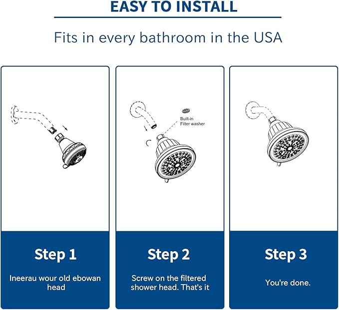 Filtered Shower Head - Water Softener Shower Head with Filter - Shower Filter for Hard Water Removes Chlorine and Harmful Substances for Healthier Hair Skin-Chrome