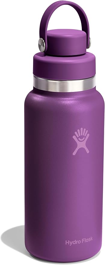 Hydro Flask Water Bottle - Insulated Stainless Steel - Wide Mouth Flex Chug Lid, Non Spill, Leakproof in 32 Oz Beachplum Purple