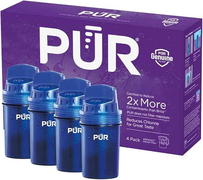 PUR Water Pitcher Replacement Filter (Pack of 4) and PUR PLUS Large Filtered Water Dispenser, 30 Cup