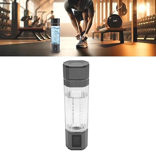 New Hydrogen Water Bottle, 300ml PCTG Type C 5V Hydrogen Rich Water Generator Cup for Home Office Outdoor Sports (Gun Color)