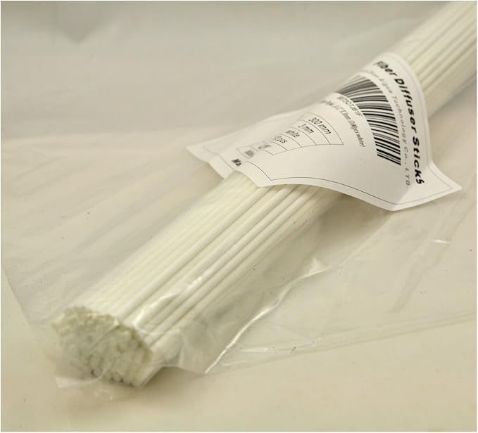 100 Pieces Fiber Reed Diffuser Replacement Refill Sticks (8" x 3mm, White) - AquaVibe